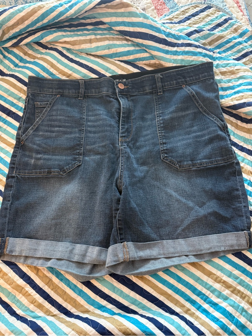 Terra & Sky Dark Indigo Rolled-Hem Denim Shorts